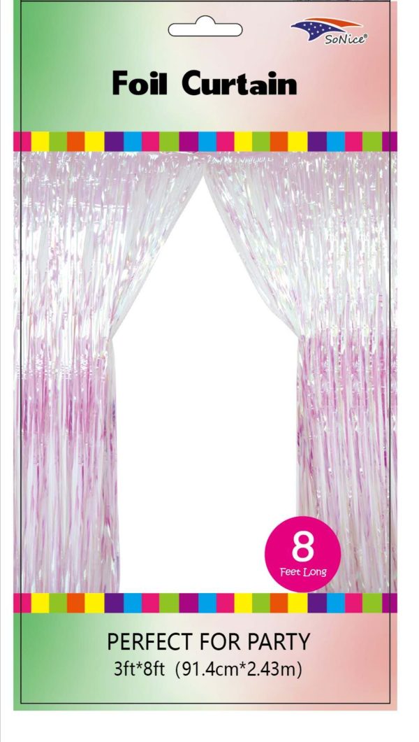 Metallic Fringe Curtain, Holographic