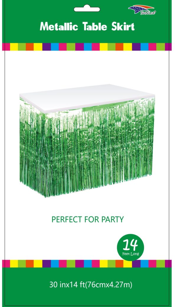 Metallic Table Skirt, emerald