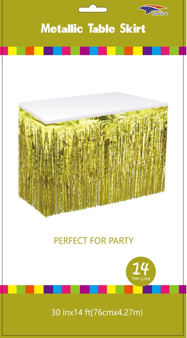 Metallic Table Skirt, gold