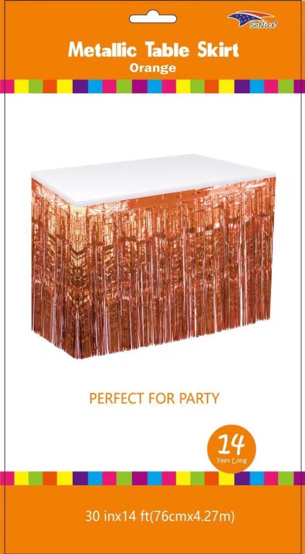 Metallic Table Skirt, orange