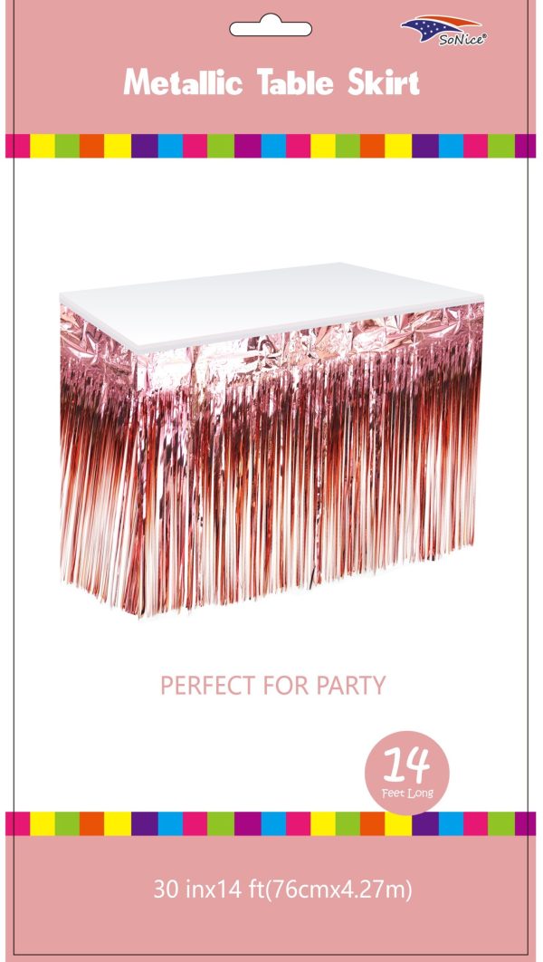 Metallic Table Skirt, rose gold