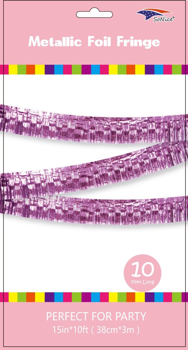 Metallic Fringe Banner, light pink