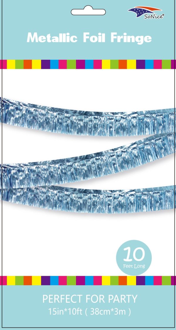 Metallic Fringe Banner, light blue