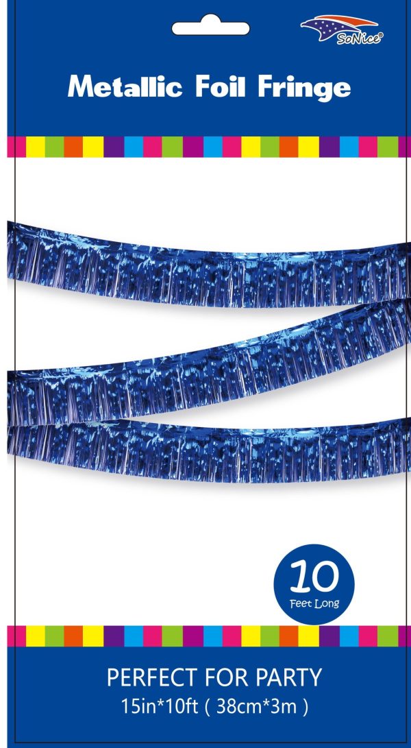 Metallic Fringe Banner, royal blue