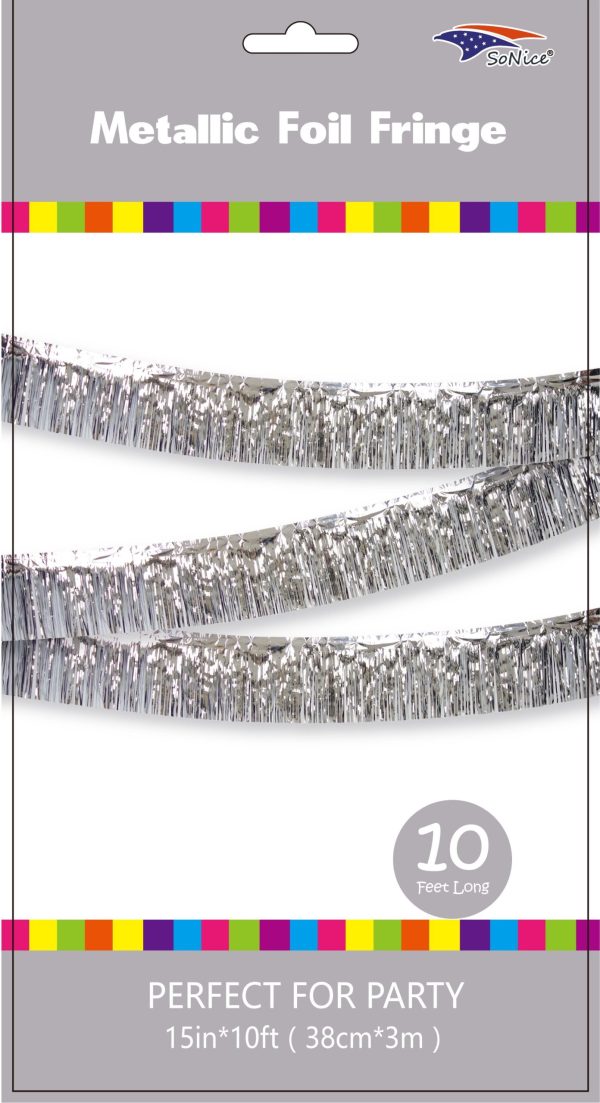 Metallic Fringe Banner, silver