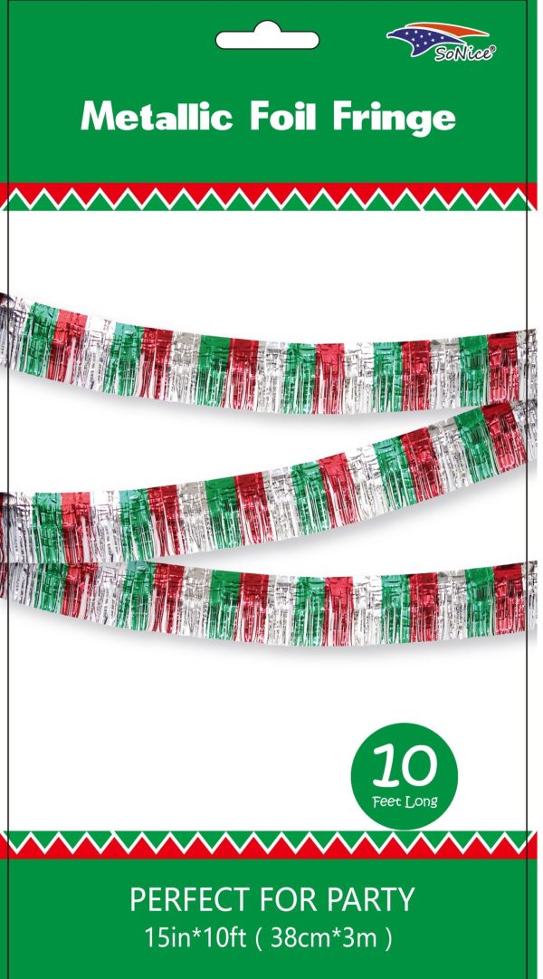 Metallic Fringe Banner, red/white/green