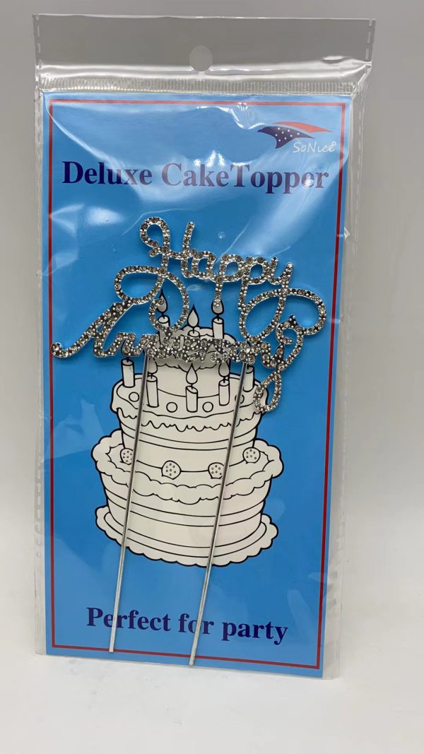 Rhinestone Deluxe Cake Topper  Happy Anniversary