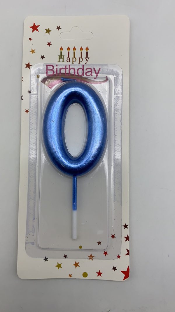 Metallic Birthday Number  Blue Candle # 0