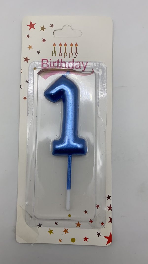 Metallic Birthday Number  Blue Candle # 1