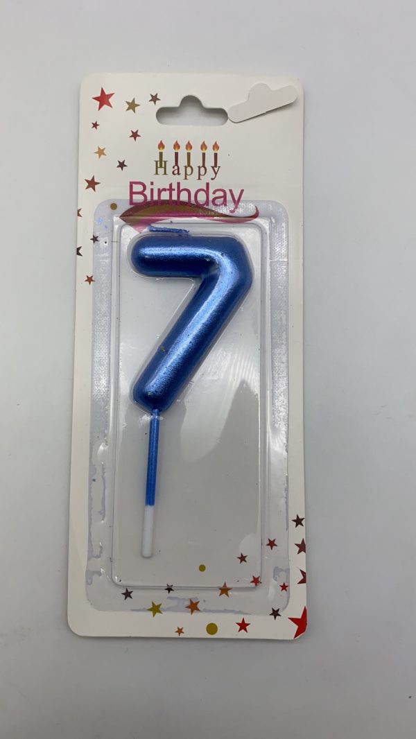 Metallic Birthday Number  Blue Candle # 7