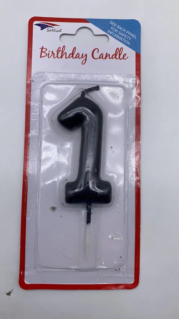 Metallic Birthday Number Candle black 1