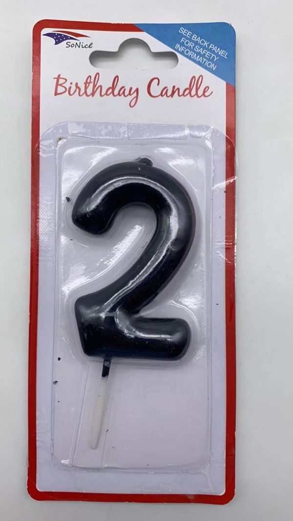 Metallic Birthday Number Candle black 2