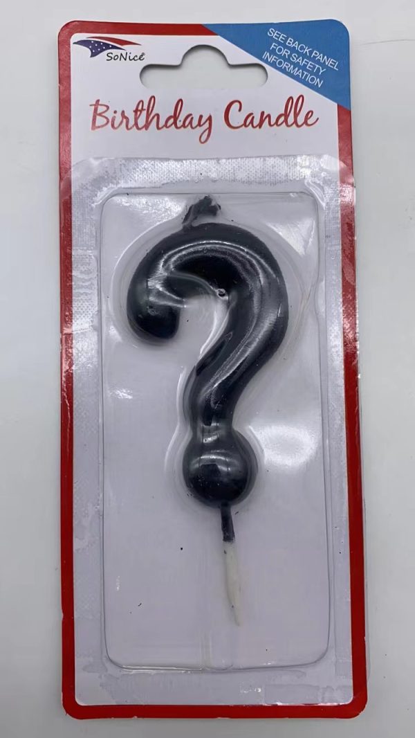 Metallic Birthday Number  Black Candle 0 to 9 and ?