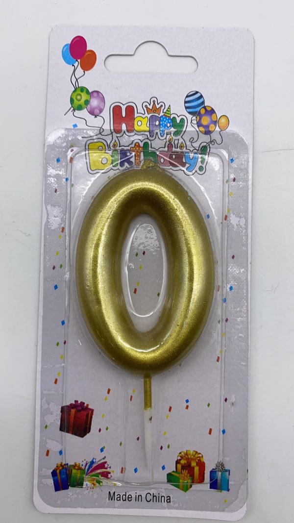 Metallic Birthday Number Candle gold 0