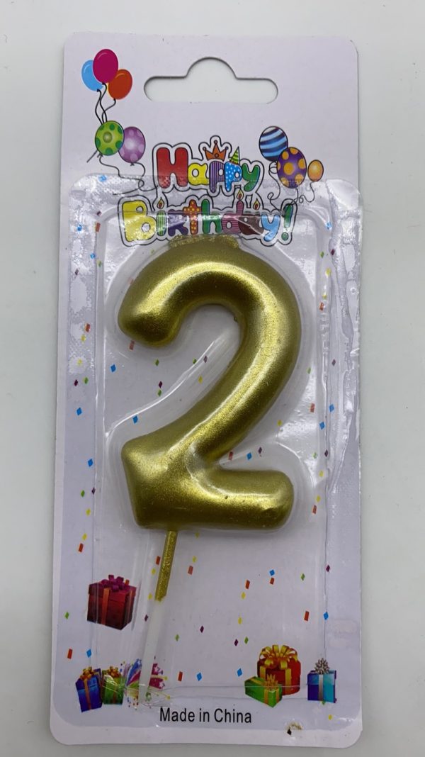 Metallic Birthday Number Candle gold 2