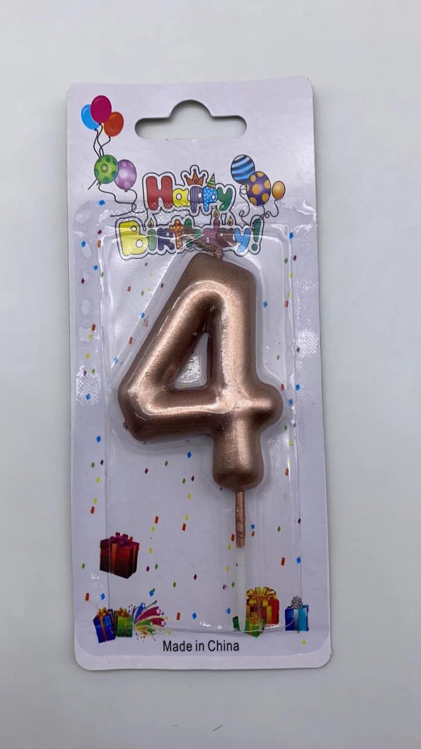 Metallic Birthday Number Candle rose gold 4