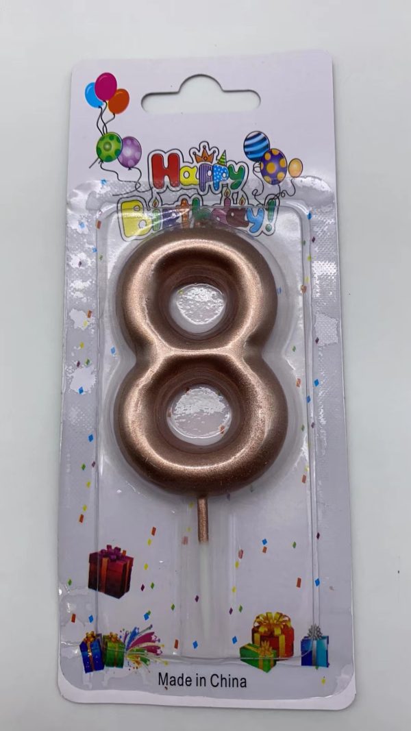 Metallic Birthday Number Candle rose gold 8