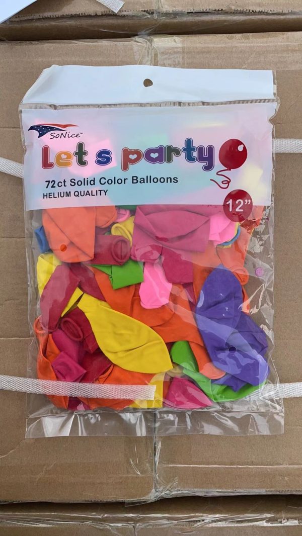 12″ Latex Balloons 72pcs, mix colors