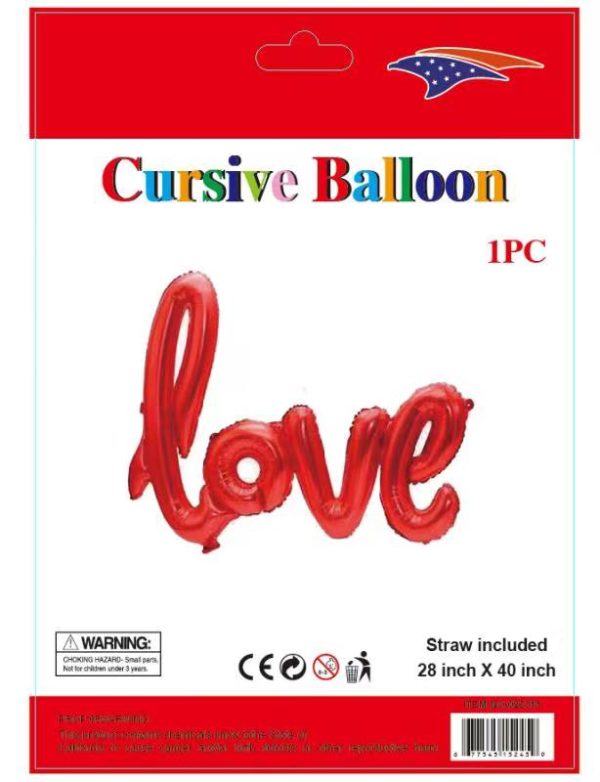 Cursive Balloon banner, LOVE