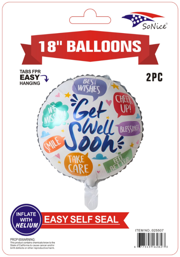 Themed Mylar Balloon 2pcs Get well Soon