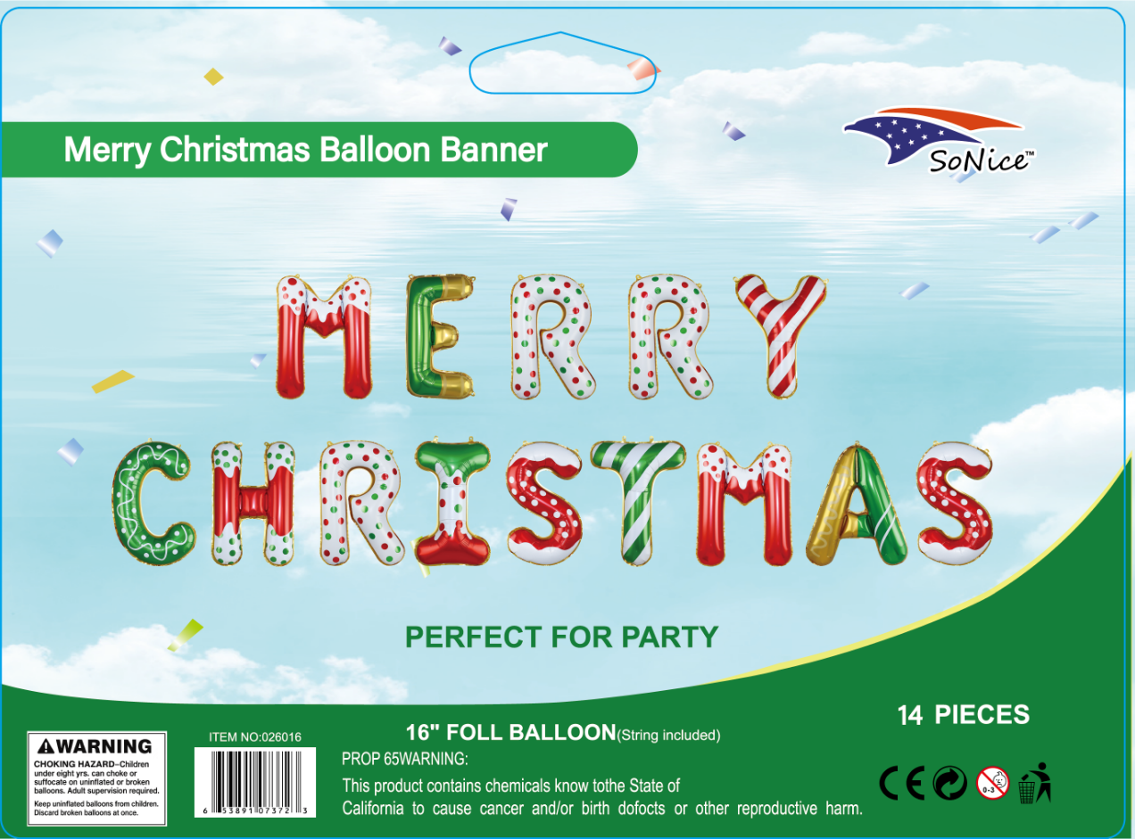 Foil Balloons set "MERRY CHRISTMAS"