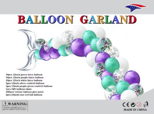 Themed Balloon Garland kit, Mermaid Silver