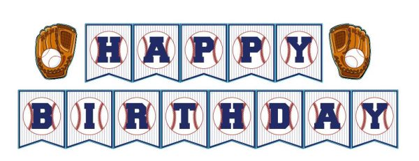 Themed Party Banner, HBD Baseball