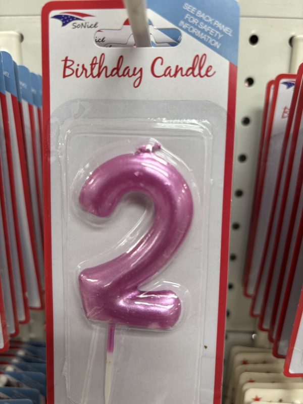 Metallic Birthday Number Candle Fuchsia 2