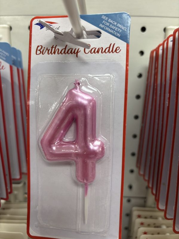 Metallic Birthday Number Candle Fuchsia 4