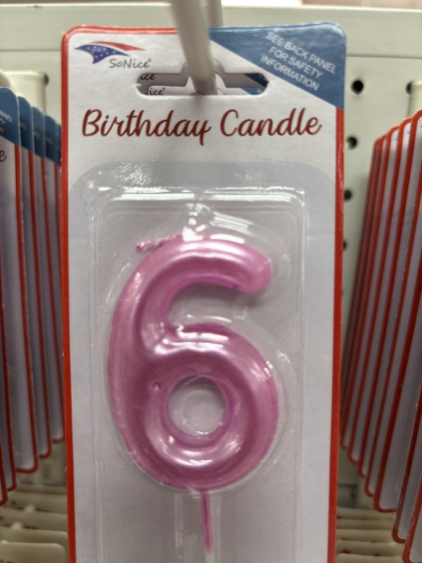 Metallic Birthday Number Candle Fuchsia 6