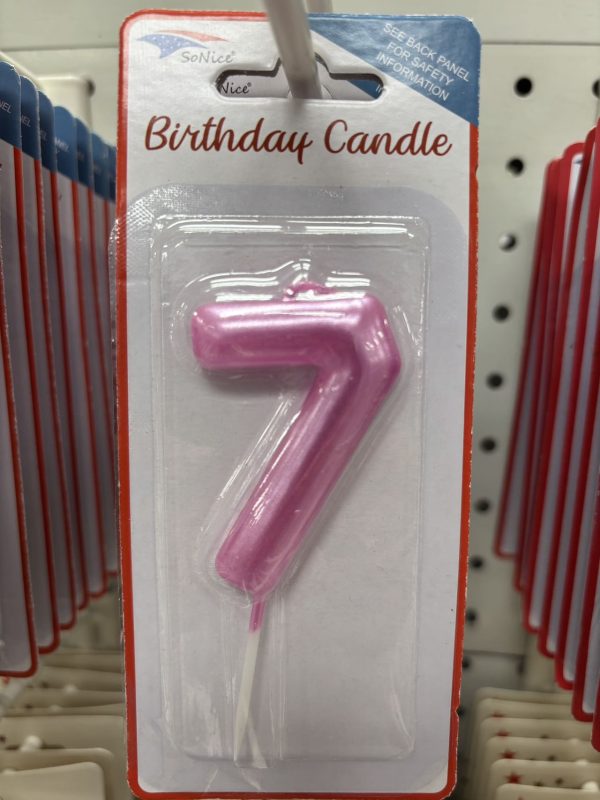 Metallic Birthday Number Candle Fuchsia 7