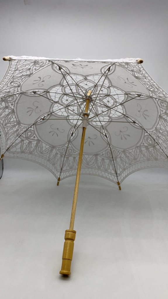 Floral Lace Parasol, Wooden Handle - Buy Wholesale at SoNice Party