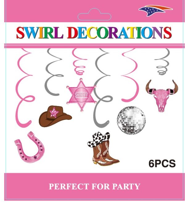 Themed Decoration Swirls 6 CT, Cowgirl