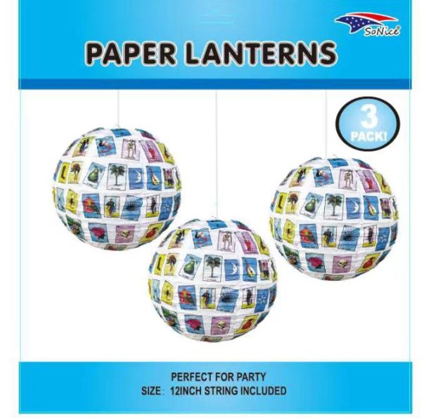 12" Themed Lanterns 3pcs Mexico cards Game