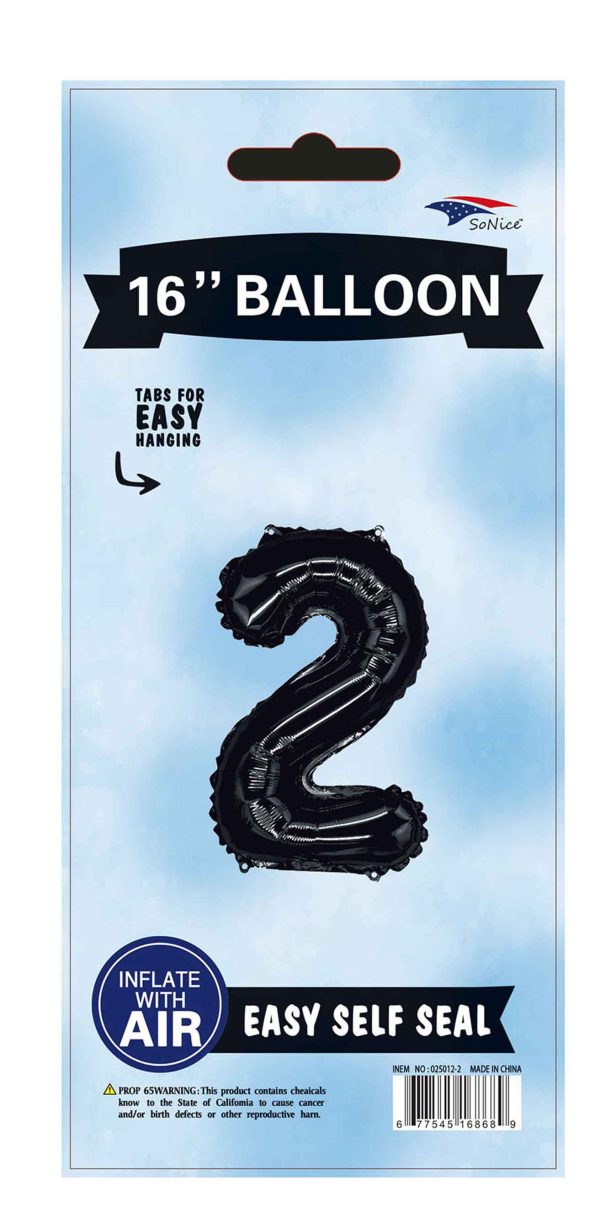 16" Foil Balloons Black Letter A to Z, Number 0 to 9