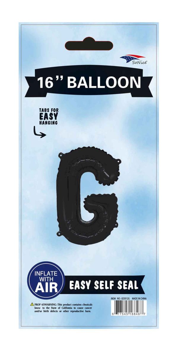 16" Foil Balloons Black Letter A to Z, Number 0 to 9