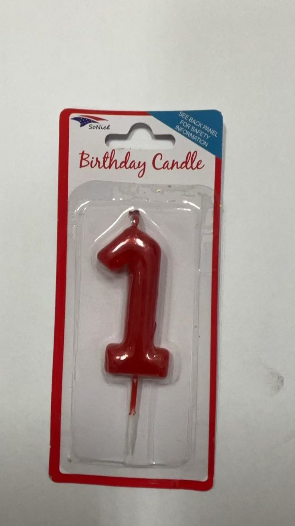 Metallic Birthday Number Candle Red 1