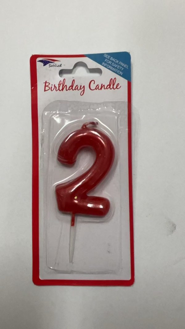 Metallic Birthday Number Candle Red 2