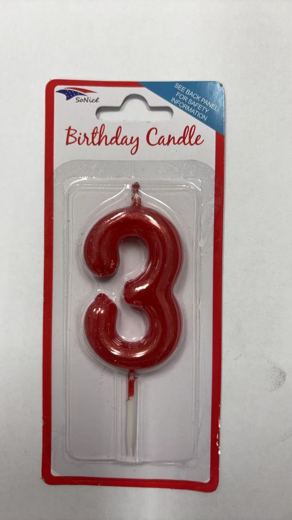 Metallic Birthday Number Candle 0 to 9