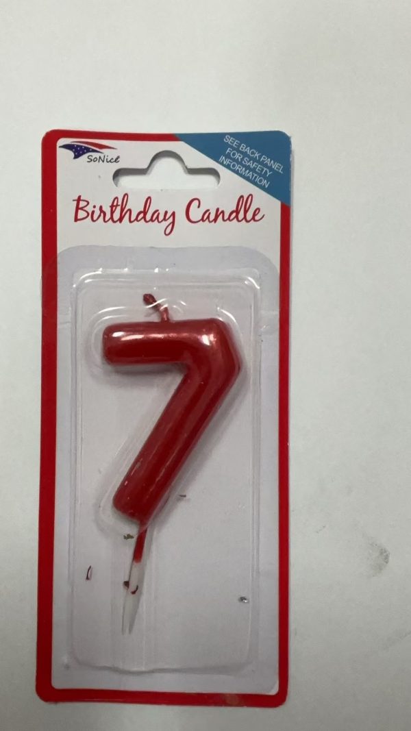 Metallic Birthday Number Candle Red 7