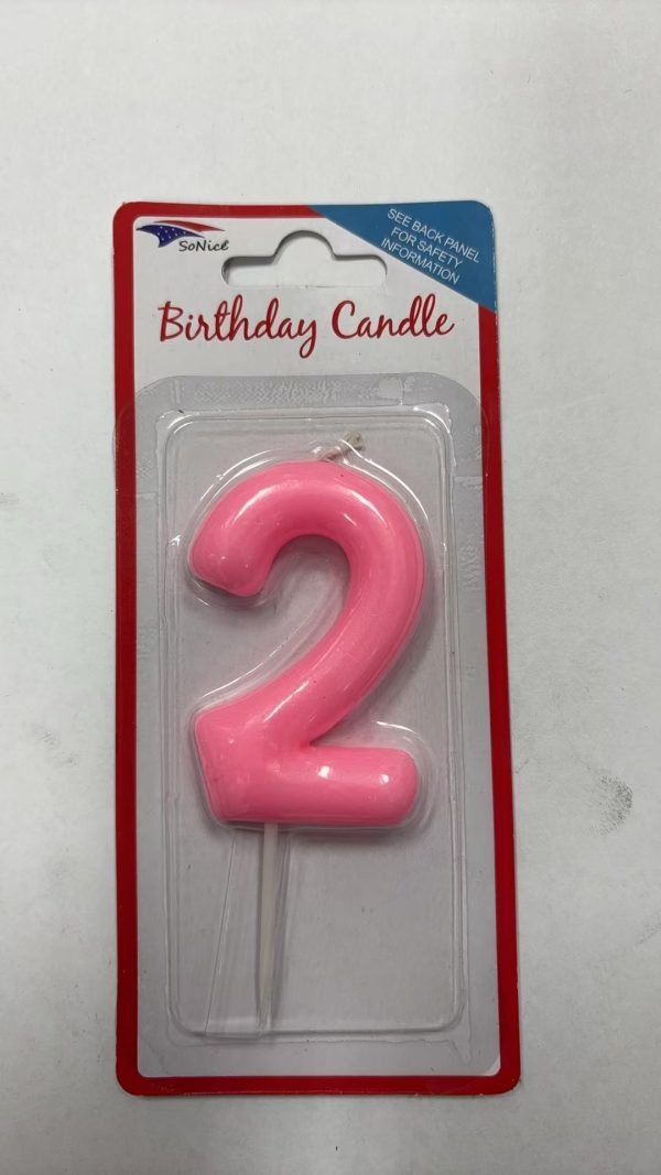 Metallic Birthday Number Candle light pink 2