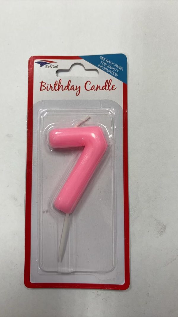 Metallic Birthday Number Candle light pink 7