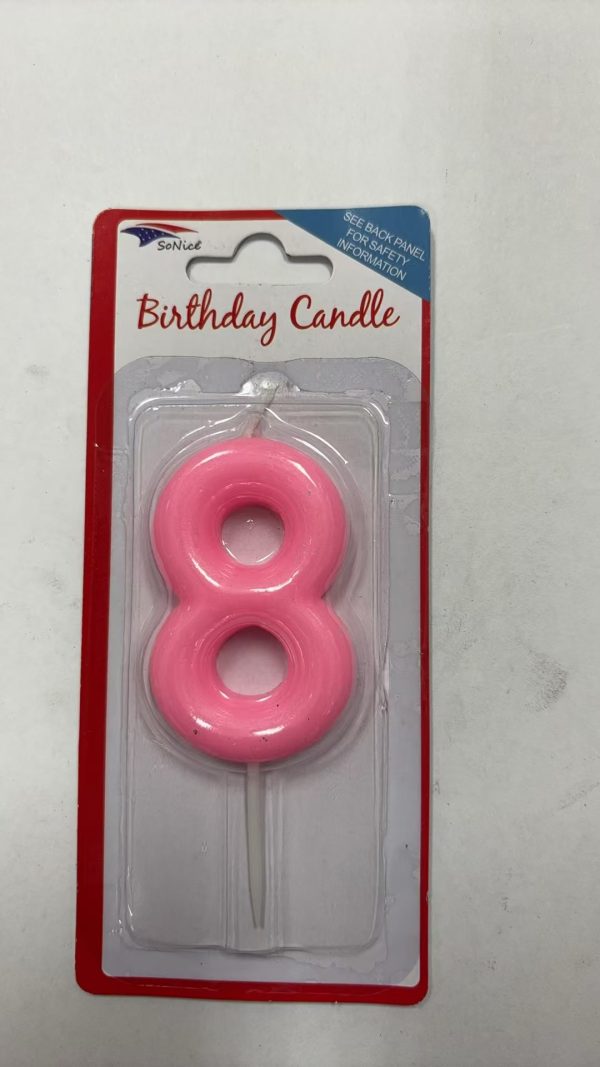 Metallic Birthday Number Candle light pink 8