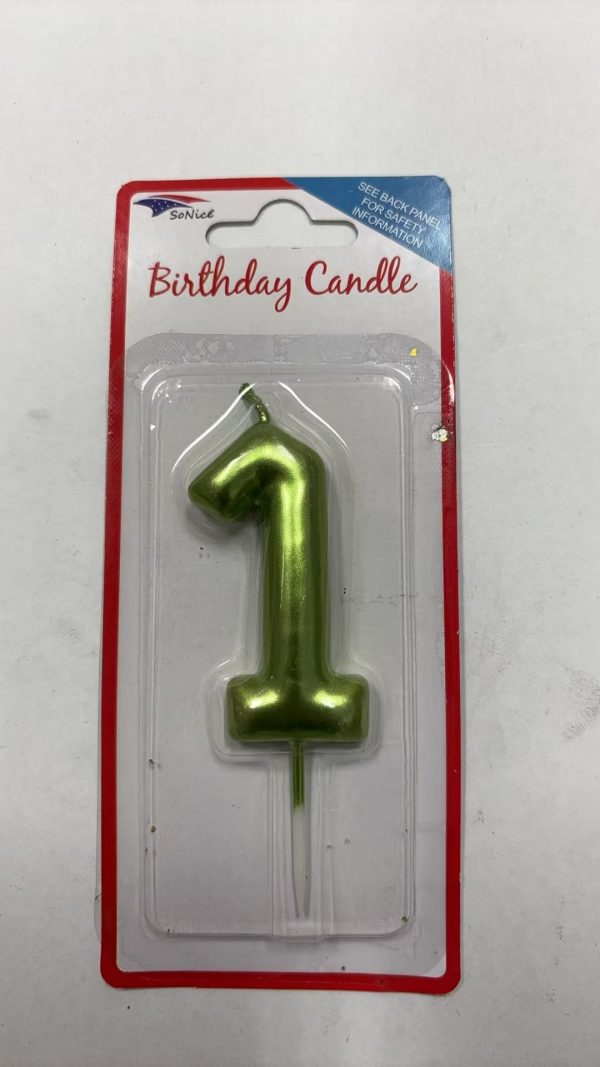 Metallic Birthday Number Candle lime green 1