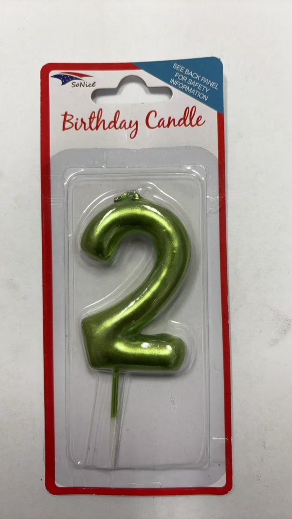 Metallic Birthday Number Candle lime green 2