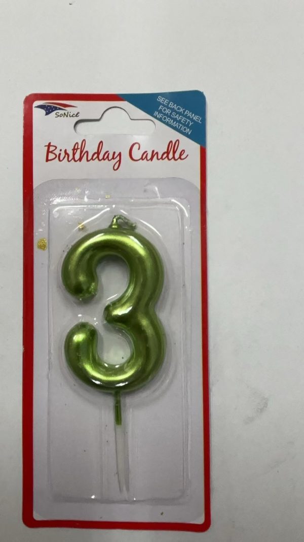 Metallic Birthday Number Candle 0 to 9