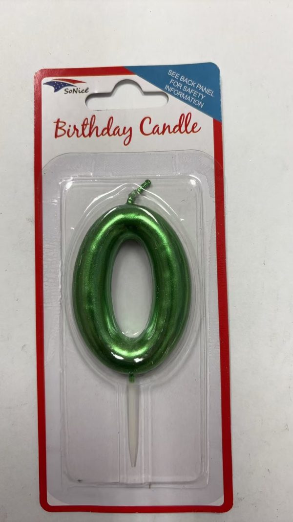 Metallic Birthday Number Candle emerald 0