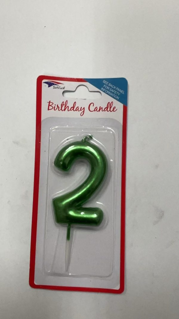 Metallic Birthday Number Candle emerald 2