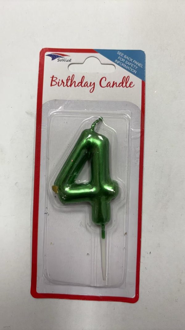 Metallic Birthday Number Candle emerald 4