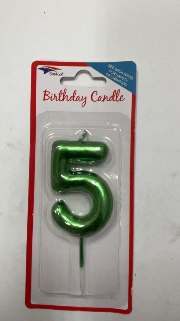 Metallic Birthday Number Candle emerald 5